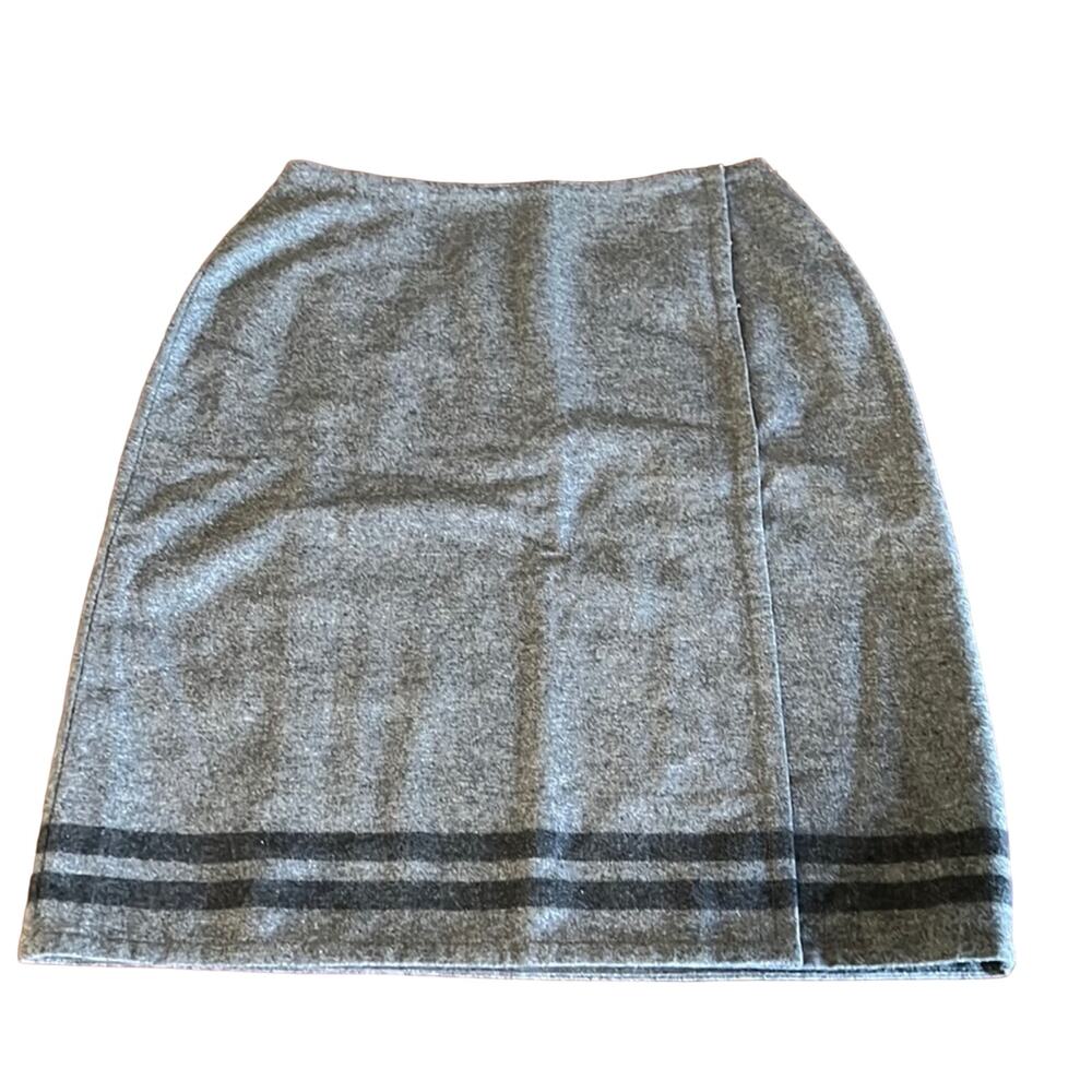 Gap Gray Wool Blend Wrap Skirt Junior Size 1  Lined Mini Office Professional